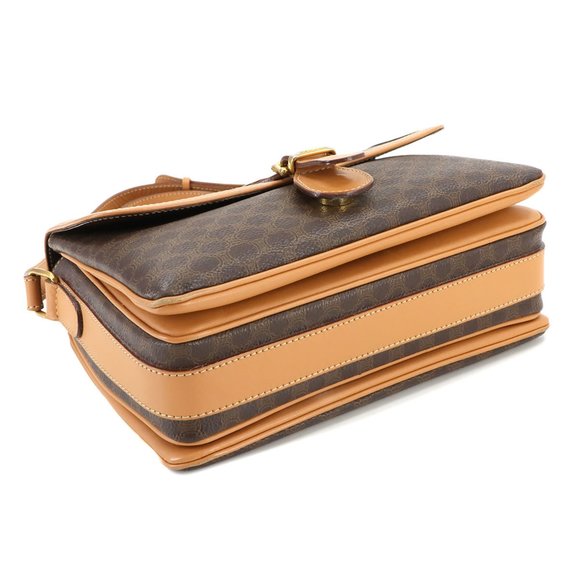 CELINE Macadam Shoulder Bag Leather Brown Gold Hardware - Picture 4 of 10